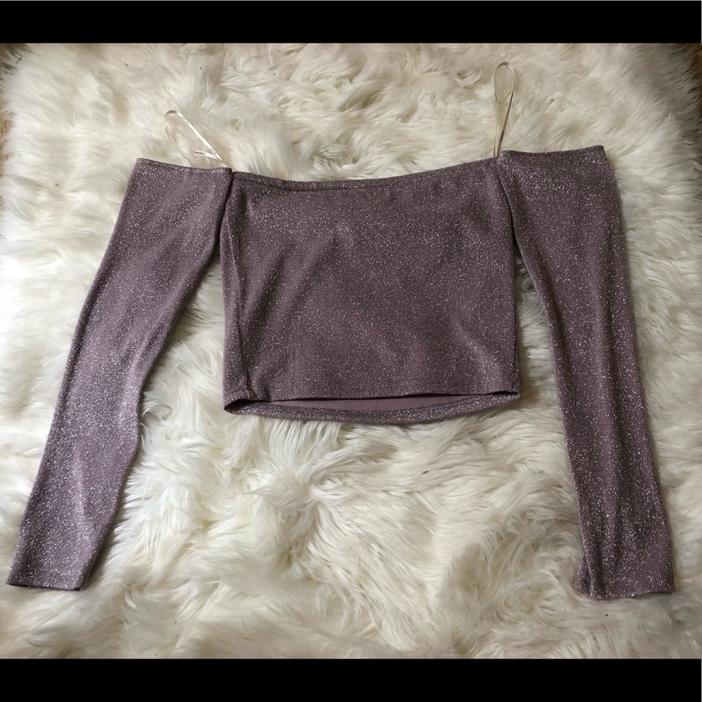 FOREVER 21 Off the shoulder long sleeve crop top